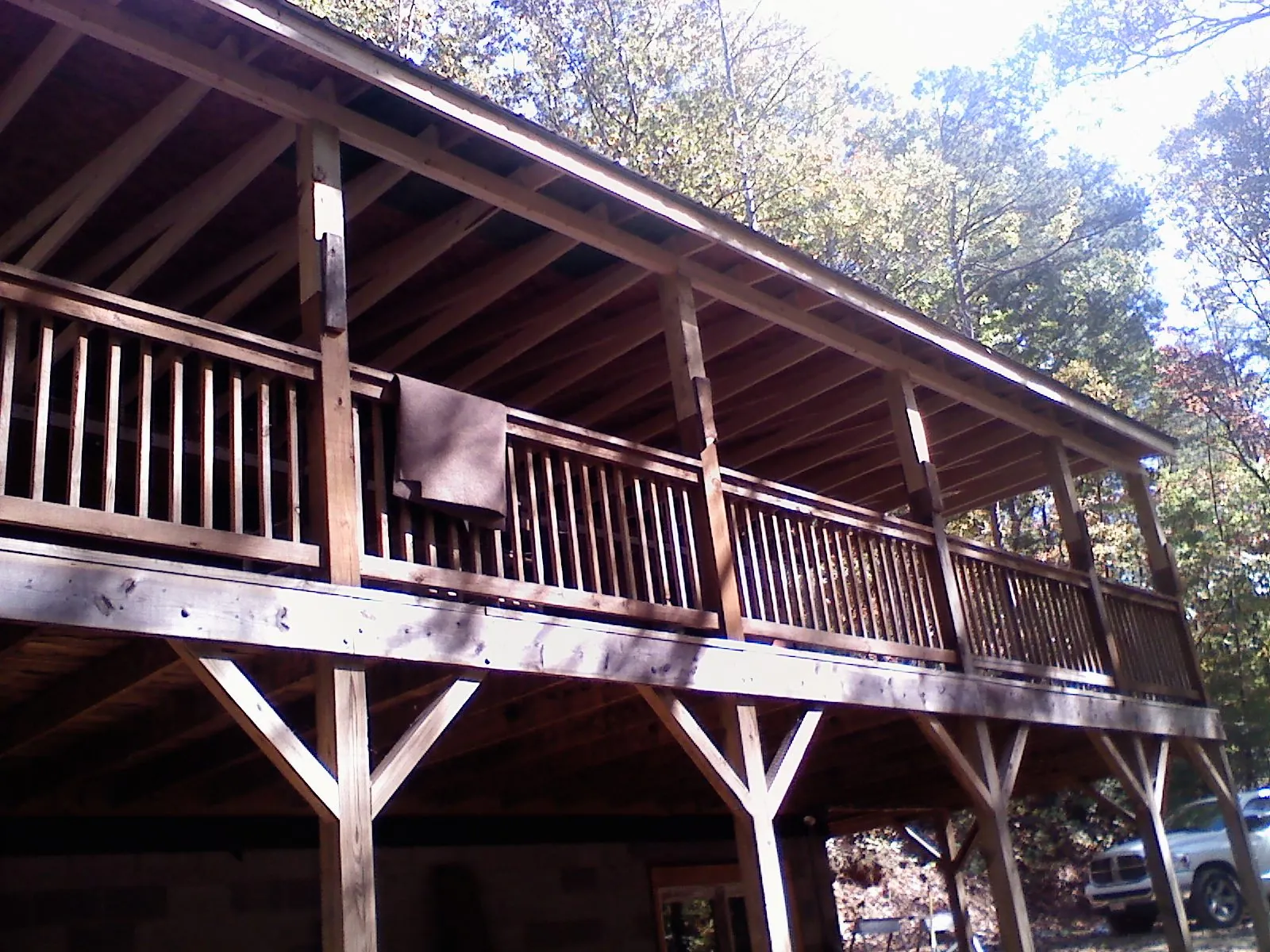 Timber framing under a new elevated porch and deck — Roof Leak Repair in Bates City by Roofing Brothers